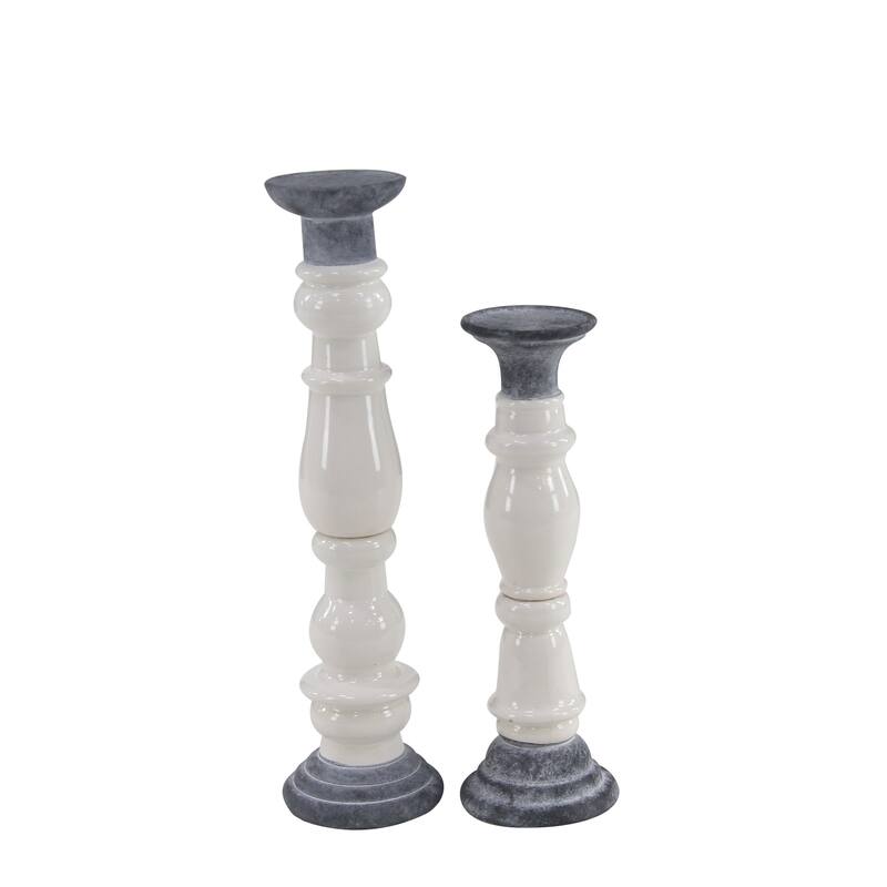 Stoneware Country Candle Holder (Set of 2) - S/2 16", 20"H
