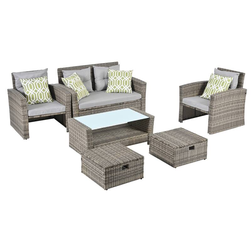 Outdoor Wicker Weaving Conversation Combo Set of 6