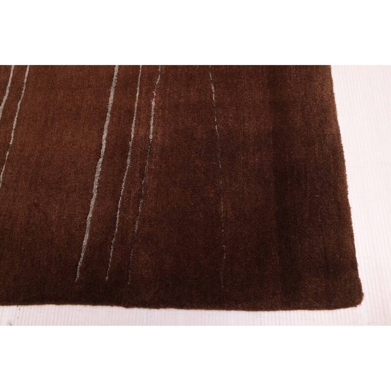 ECARPETGALLERY Hand-knotted Opulence Dark Brown Silk, Wool Rug - 7'11 x 10'0