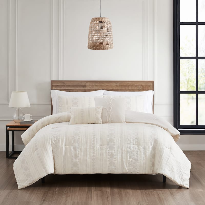 Modern Threads Marcy 5-Piece Jacquard Comforter Set with Shams and Decorative Pillows