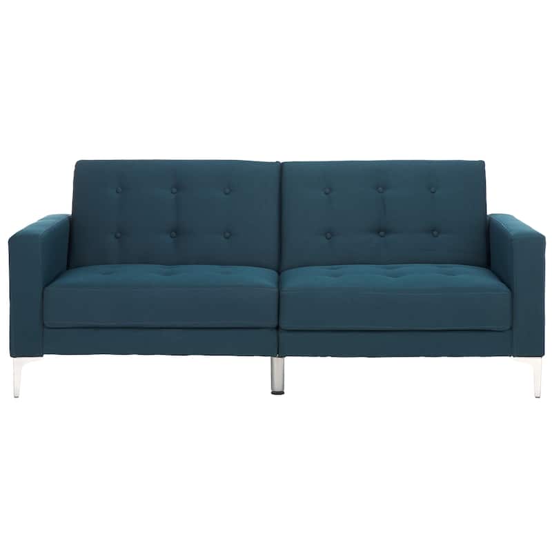 SAFAVIEH Shameka Two-In-One Foldable Orange Loveseat Sofa Bed - Navy