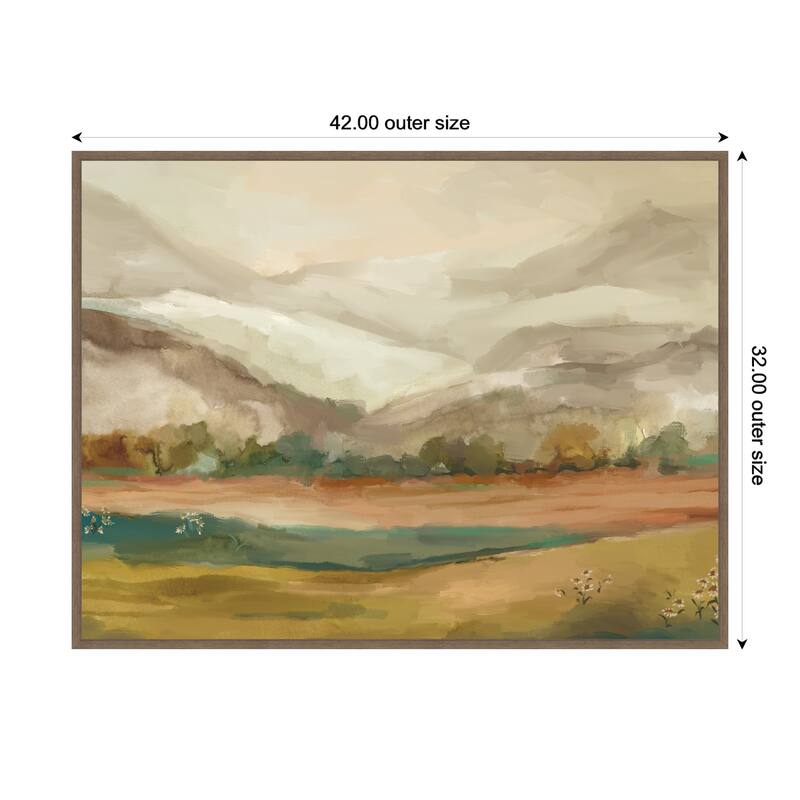 Kate and Laurel Sylvie Mountainscape Horizontal Framed Canvas by Annie Quigley