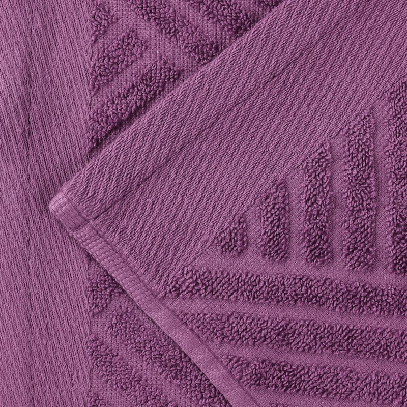 Superior Basketweave Egyptian Cotton Jacquard and Solid Bath Towel Set of 4