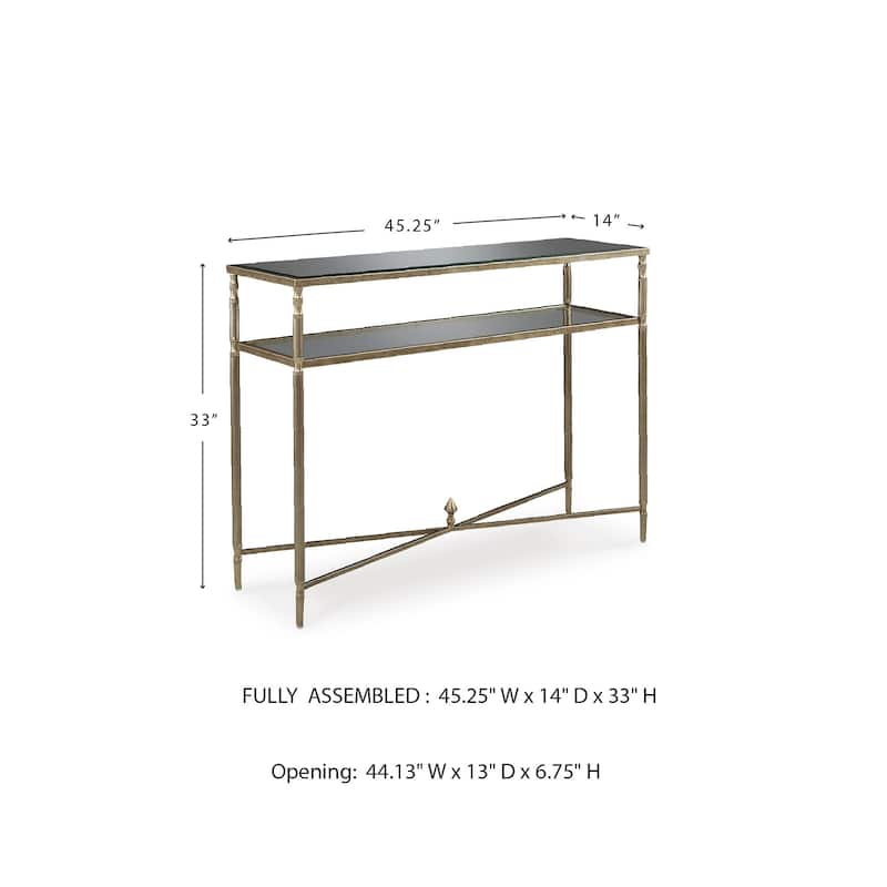 Signature Design by Ashley Cloverty Aged Gold Sofa Table - 45" W x 14" D x 33" H