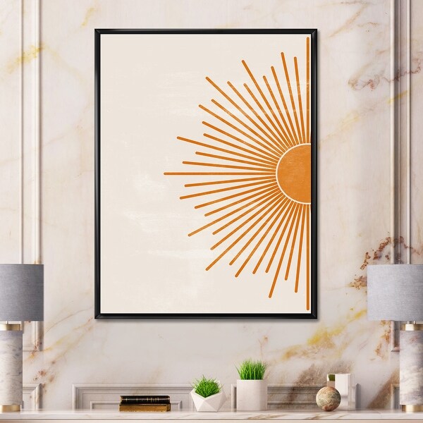 Designart 'Orange Sun Print I' Modern Framed Canvas Wall Art Print. Opens flyout.