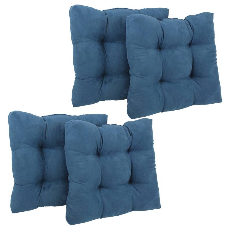 19-inch Square Microsuede Chair Cushion (Set of 1, 2, or 4) - 19 x 19 - Set of 4 - Indigo
