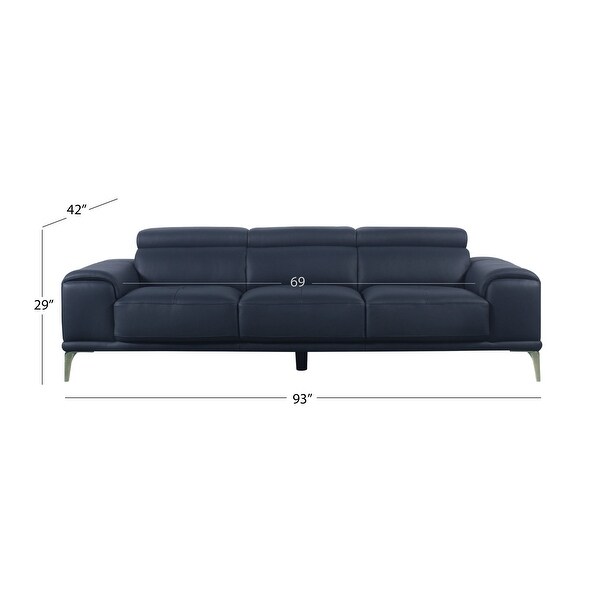 Abbyson Samira Top Grain Leather Sofa with Adjustable Headrest