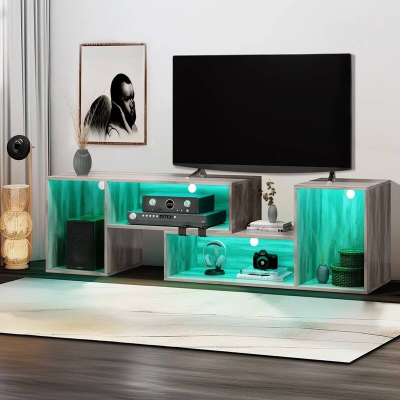 Deformable TV Stand with Led Lights for 65/70/75 Inch TVs Brown - 42 inches