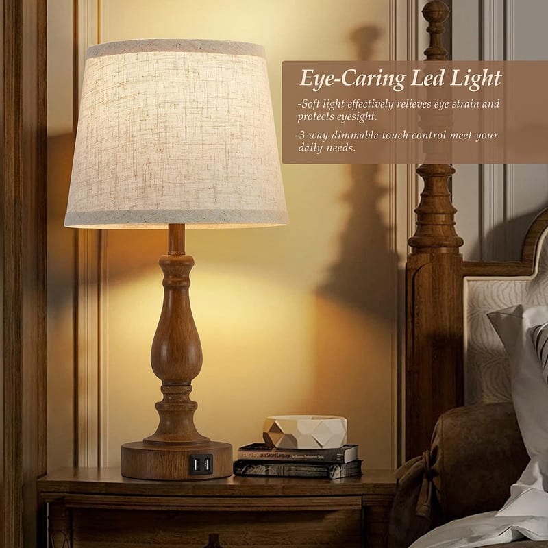 Lamps for Bedrooms Set of 2, Touch Bedside Table Lamp with USB Ports
