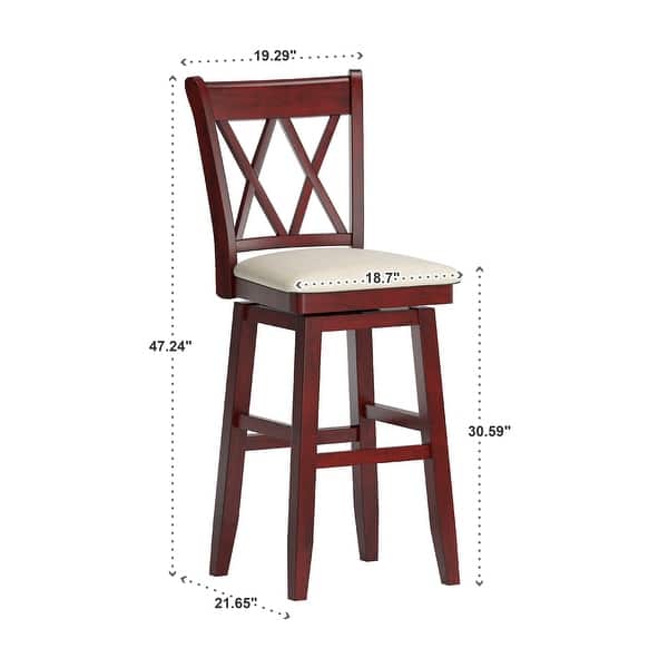 dimension image slide 0 of 2, Eleanor Double X Back Wood Swivel Bar Stool by iNSPIRE Q Classic