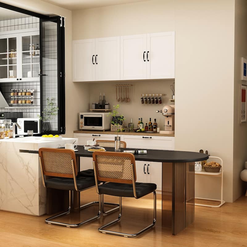 2 Piece Modular Closet Storage Set with Floor and Wall Cabinets Pantry