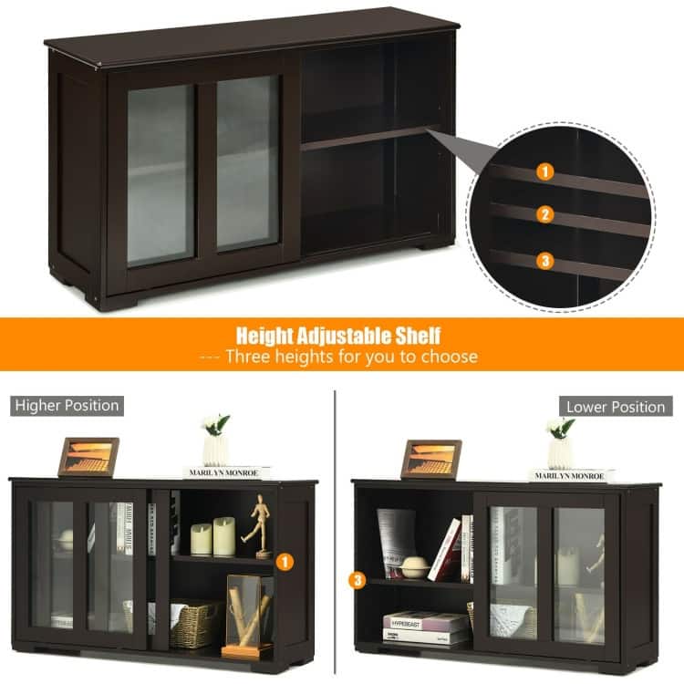 Sideboard Buffet Cupboard Storage Cabinet with Sliding Door - 42" x 13.0" x 24.5" (L x W x H)