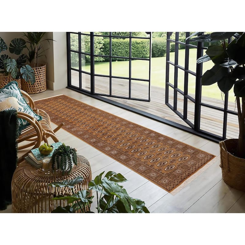 Rustic Bokhara Oswaldo Brown Beige Hand Knotted Runner - 2'8'' x 9'5''