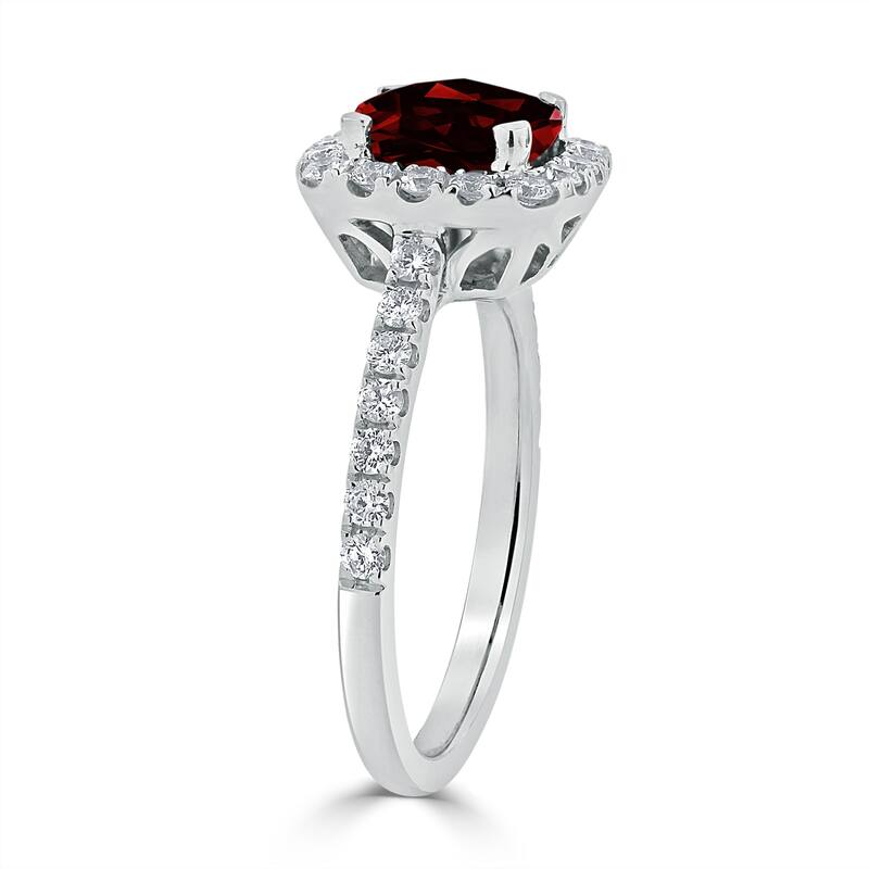 Auriya 1 3/8ct Cushion-cut Garnet and Halo Diamond Engagement Ring 1/2cttw 14k Gold