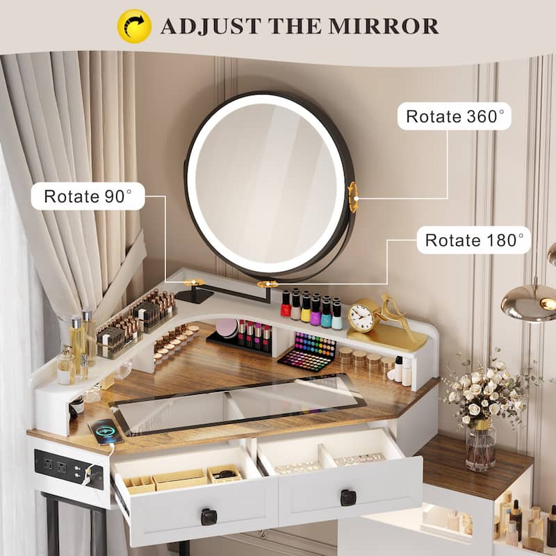 Corner Makeup Vanity With Mirror
