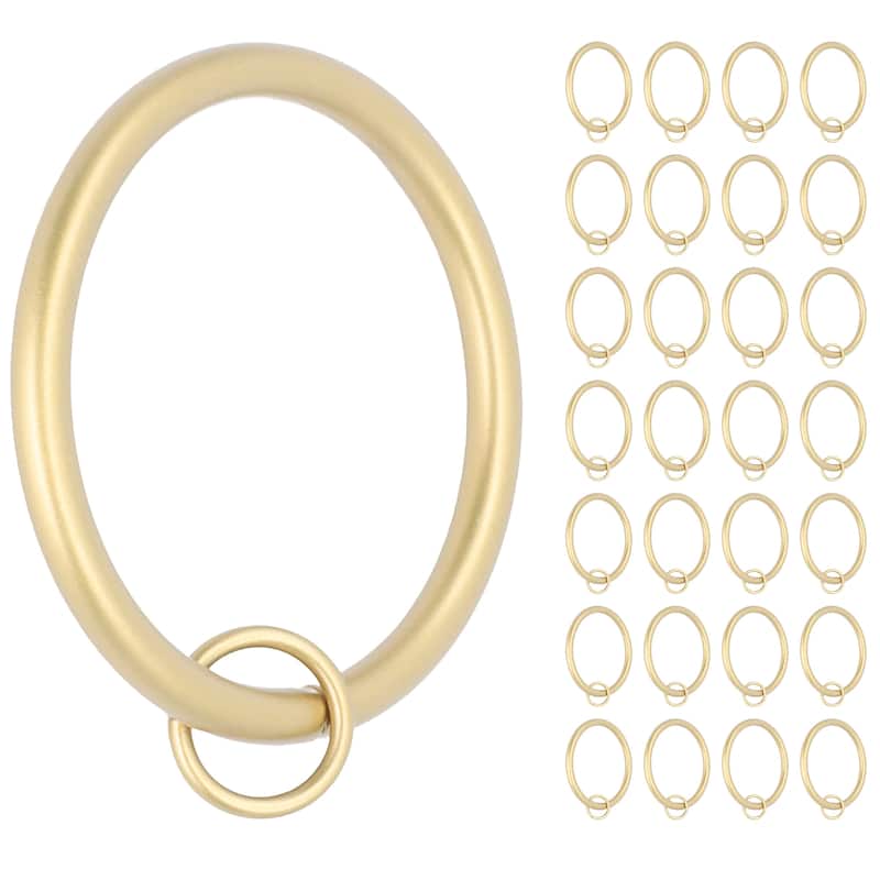 Meriville 2-Inch Inner Diameter Metal Flat Curtain Rings with Eyelets - Gold - Set of 28