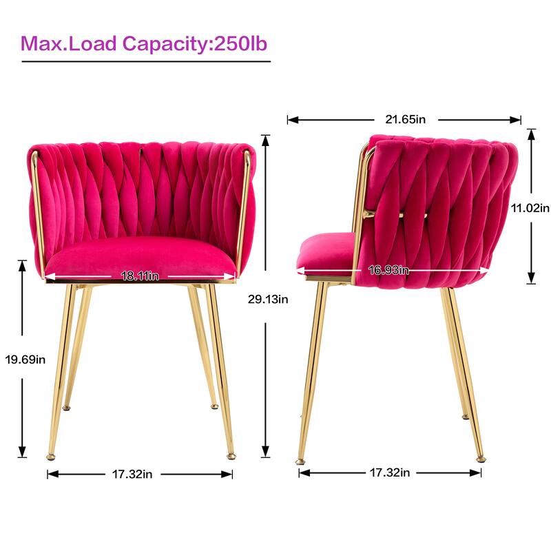 HOMEFUN Velvet Upholstered Tufted Side Dining Chair With Golden Legs（set of 2）