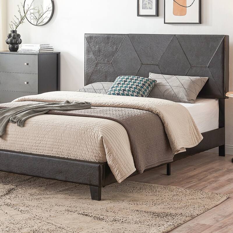 Queen Size Upholstered Platform Bed Frame