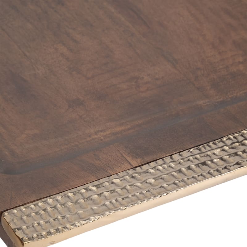 Sagebrook Home Set of 2 26/32" Natural Leaon Wood Trays - 32" x 18" x 1"