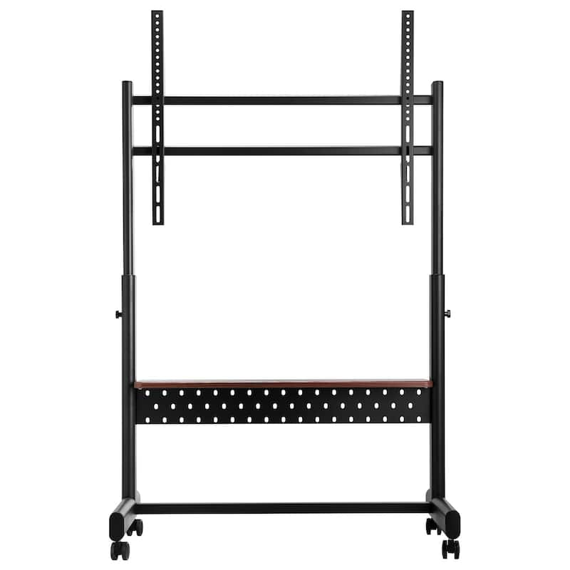 Mobile TV Cart for 55-100 Inch Displays, Height Adjustable, Swivel Wheels - 39.17 x 18.23 x (62.24 - 54.29) in - Black
