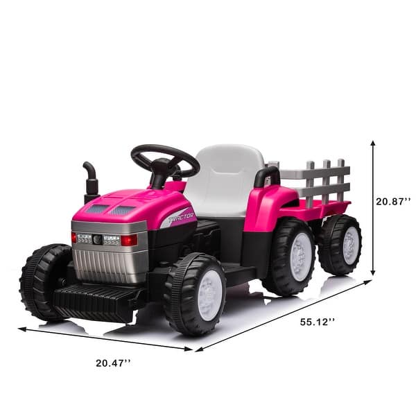 Pink Ride on Tractor wTrailer Kids'C Electric Excavator Vehicles