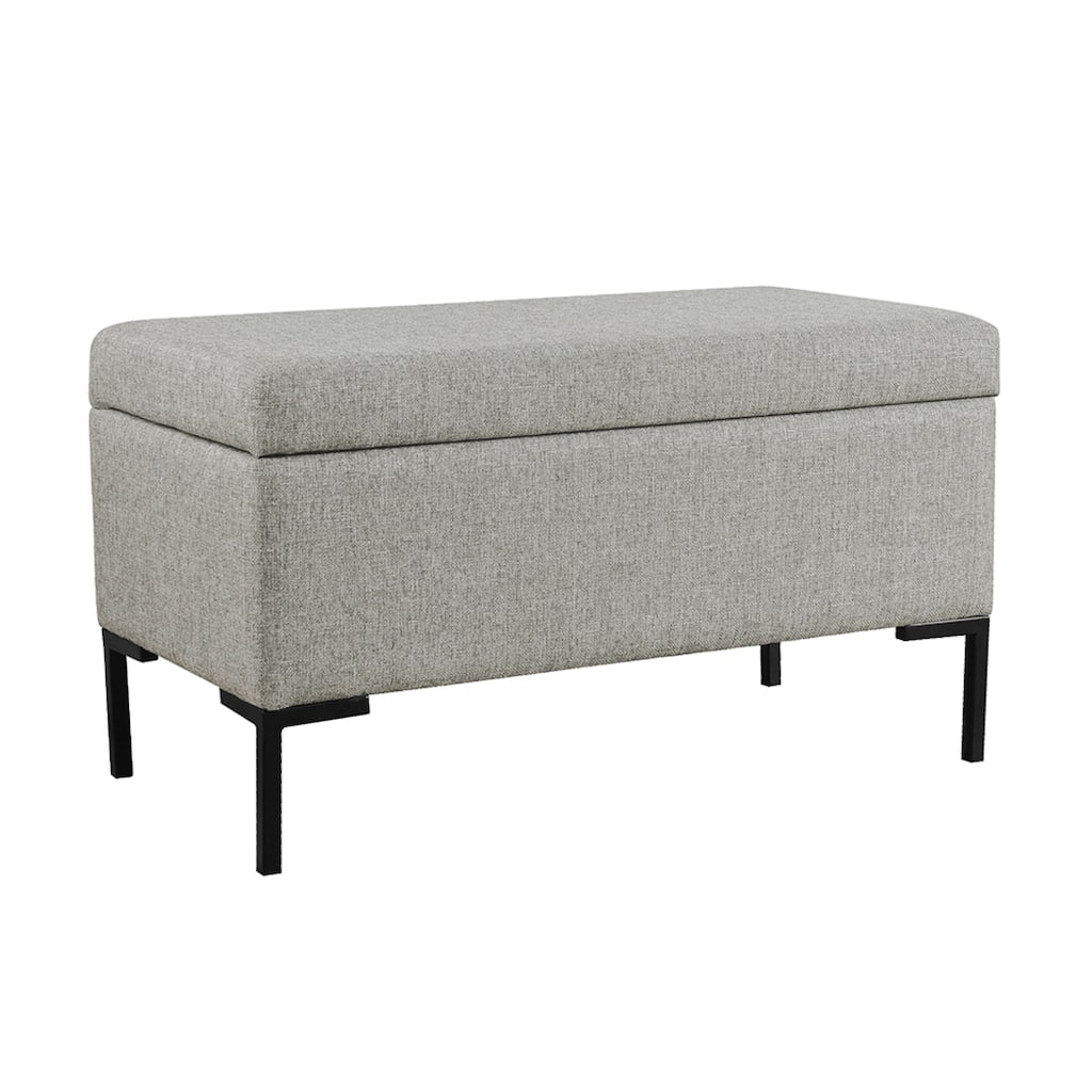 Ray Storage Bench Ottoman, Classic Gray Velvet, Metal Legs, 32 Inch
