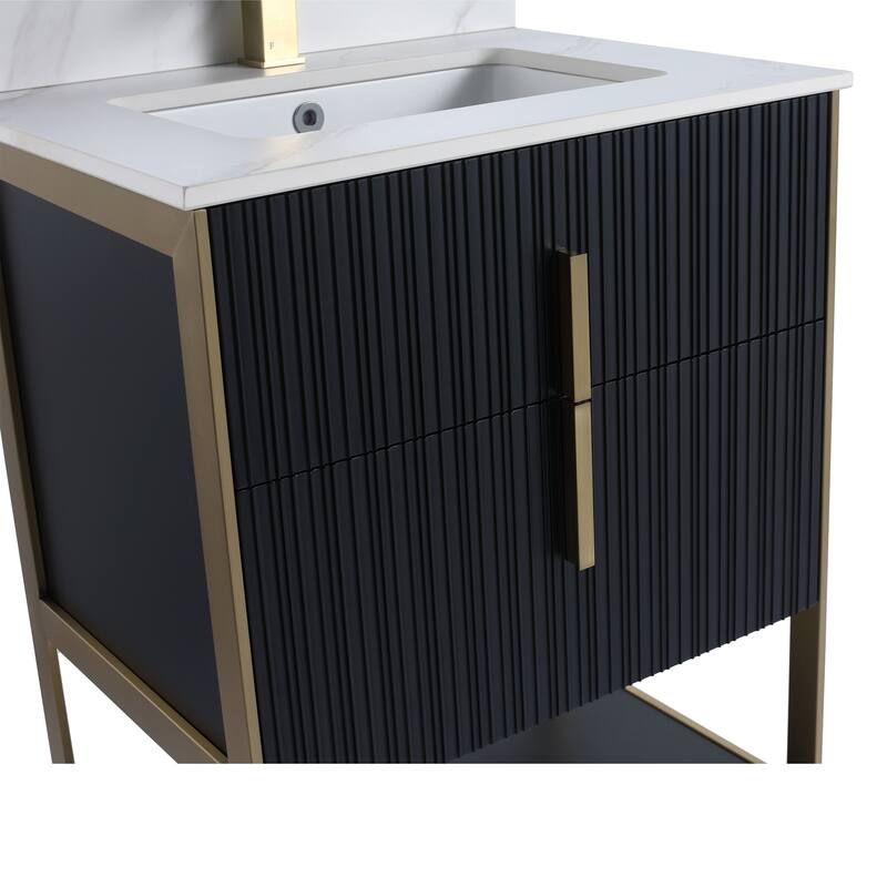 Fine Fixtures Serenity Modern Bathroom Vanity with White Carrara Stone Top