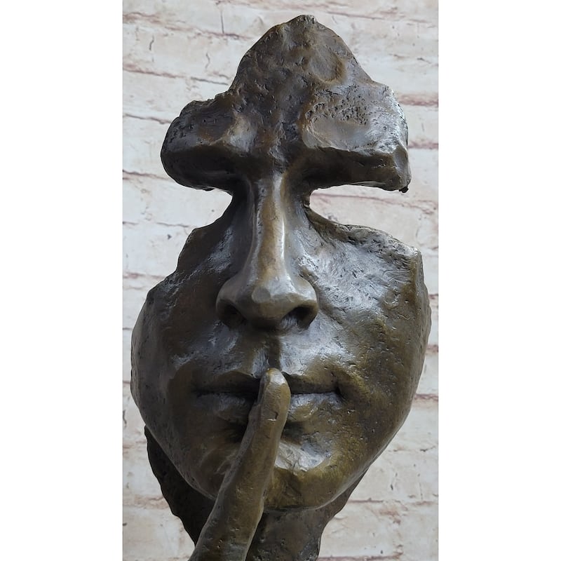 Signed Salvador Dali Abstract Man Hush Up Bronze Sculpture Modern Art Figurine