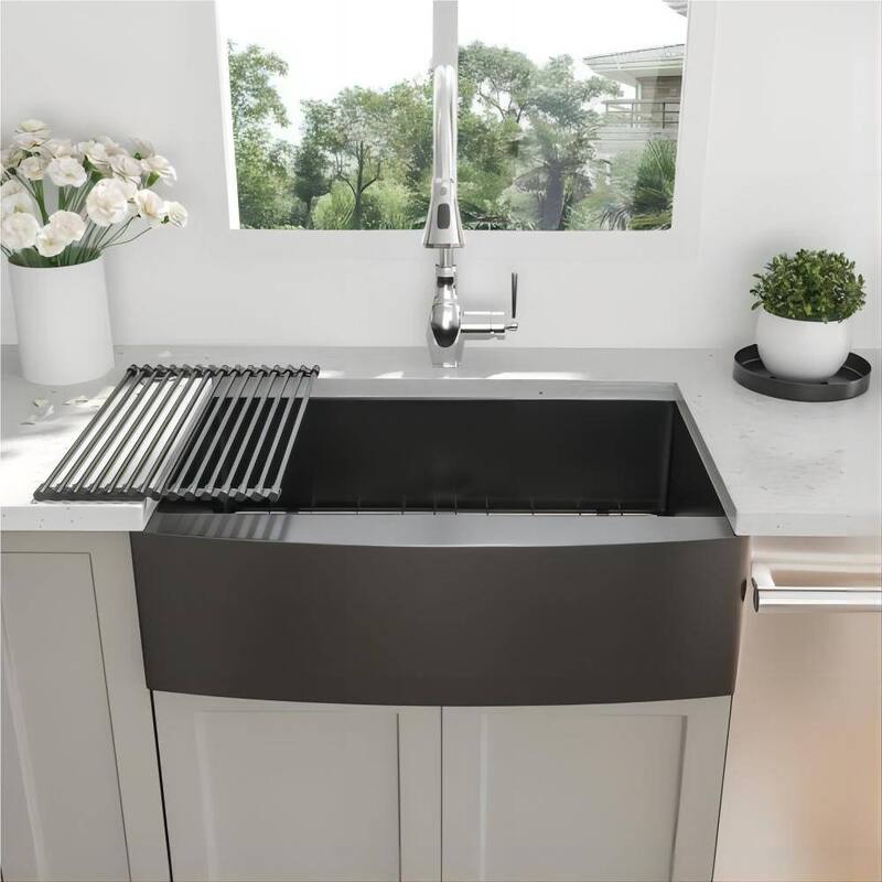 30" 33" 36" Gunmetal Black Farmhouse Sink Apron Front Kitchen Sink