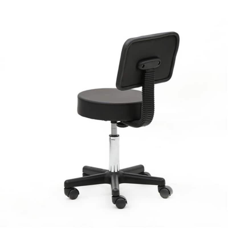 Round Shape Plastic Adjustable Salon Stool with Back Black - 12.59 x 13.78 x 34.45