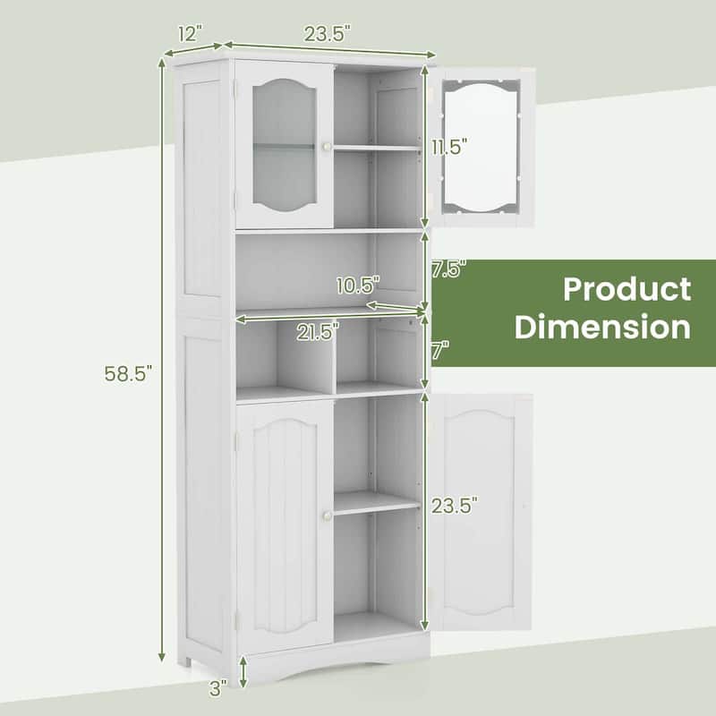 Costway 58.5" Tall Bathroom Storage Cabinet Freestanding Linen Cabinet - See Details