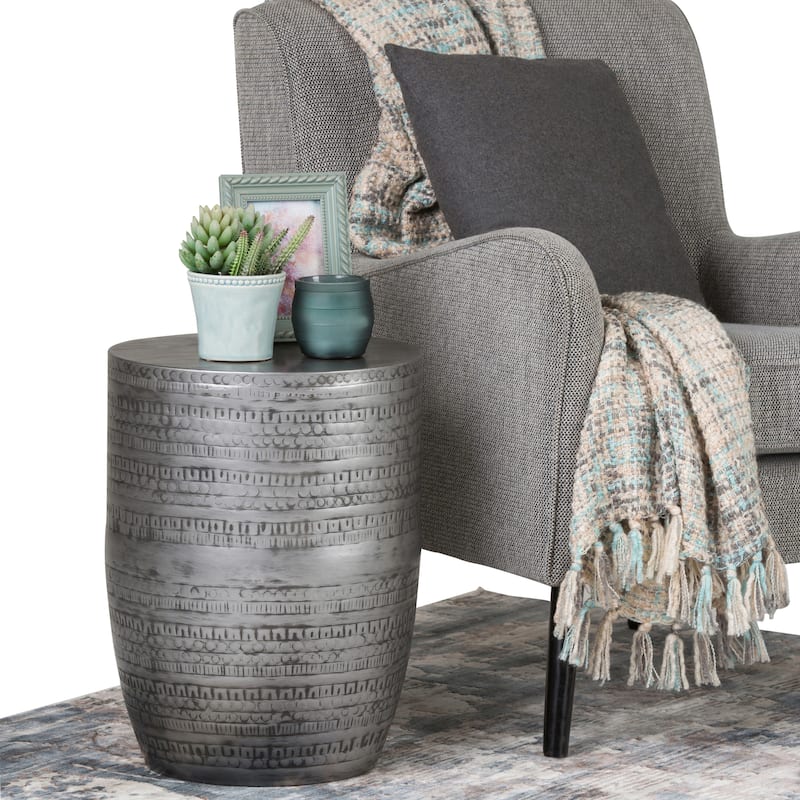 WYNDENHALL Jean 15" Wide Tribal Pattern Metal Accent Table & Assembled - 15"w x 15" d x 20" h