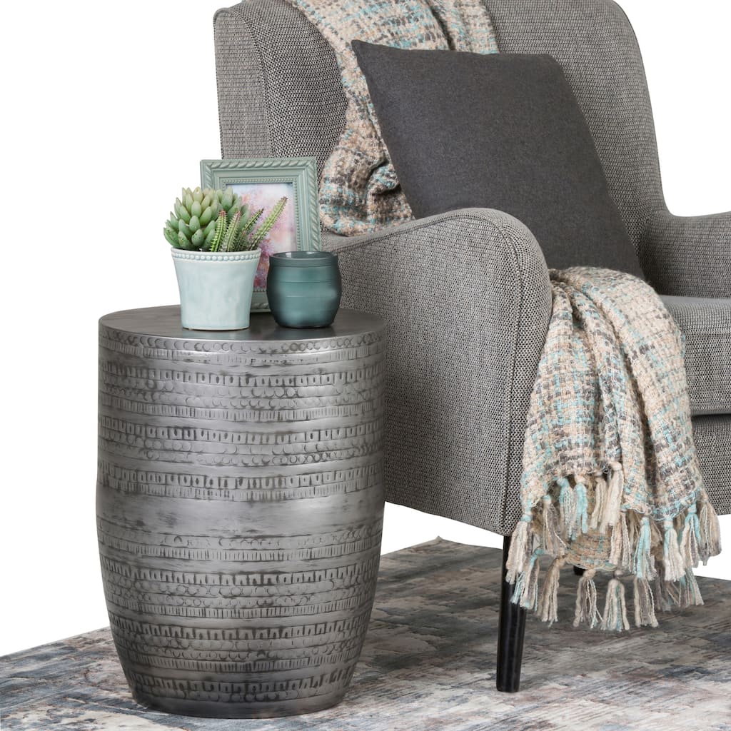 WYNDENHALL Jean 15" Wide Tribal Pattern Metal Accent Table & Assembled - 15"w x 15" d x 20" h