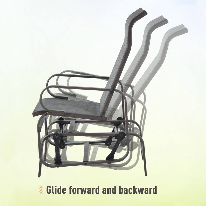 Outsunny Single Glider Patio Swing Rocking Chair with Breathable Mesh, Smooth Arms for Backyard, Garden, Lawn, Grey