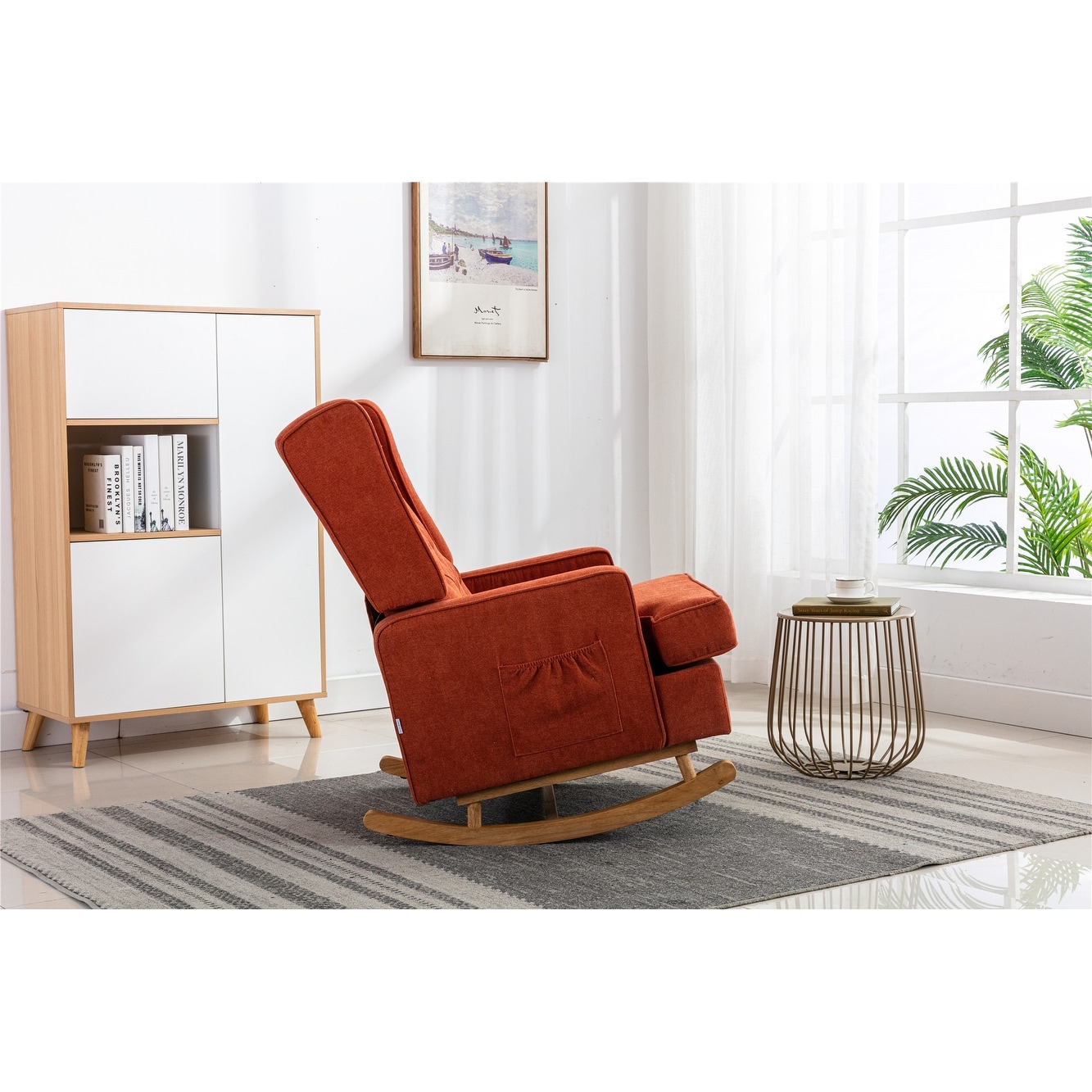Rocking Chair Modern Single Lounge Chair Ergonomic Polyester