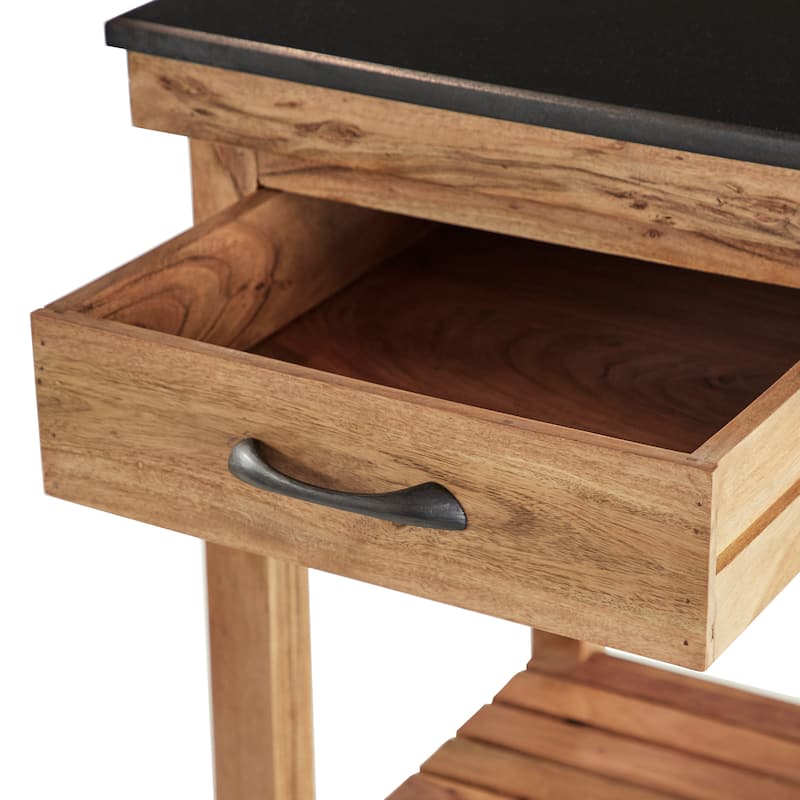 Brown Wood Coastal Kitchen Cart 35 x 25 x 23 - 25 x 23 x 35