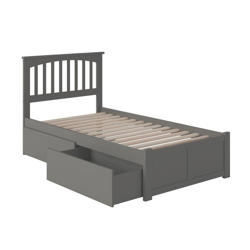 Platform Bed with Drawers - Grey Modern Storage Bed Frame - Low Profile Bed - Full Queen Size Bed