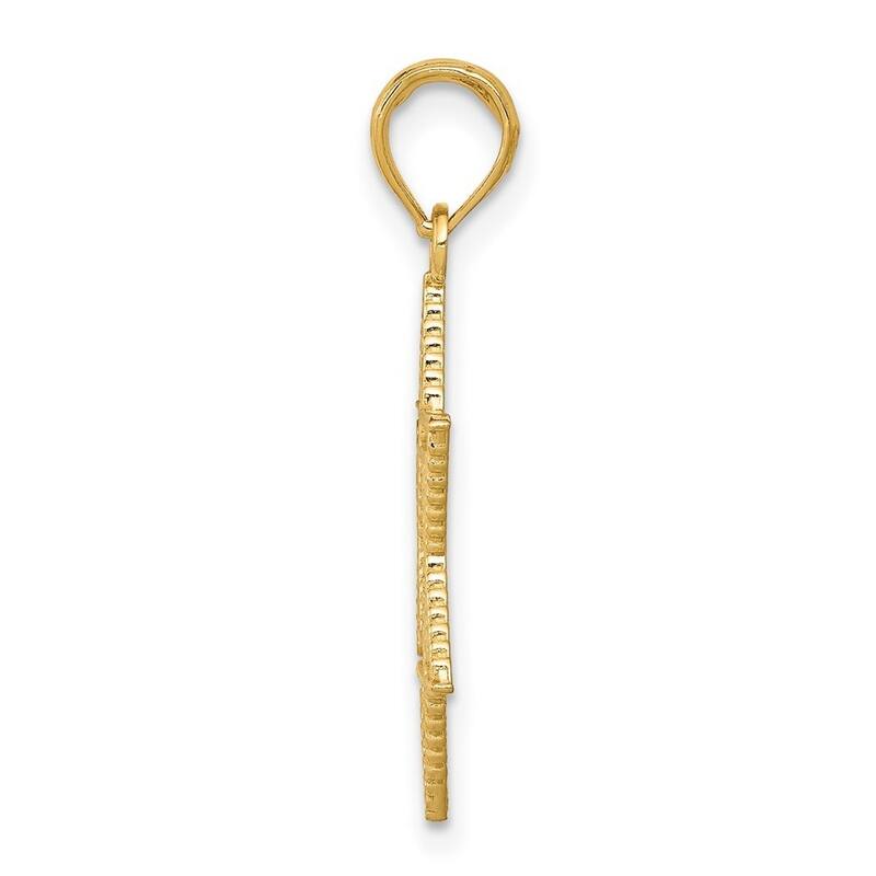 Curata 14k Yellow Gold 18" Solid Star of David Pendant Necklace - 19x17mm