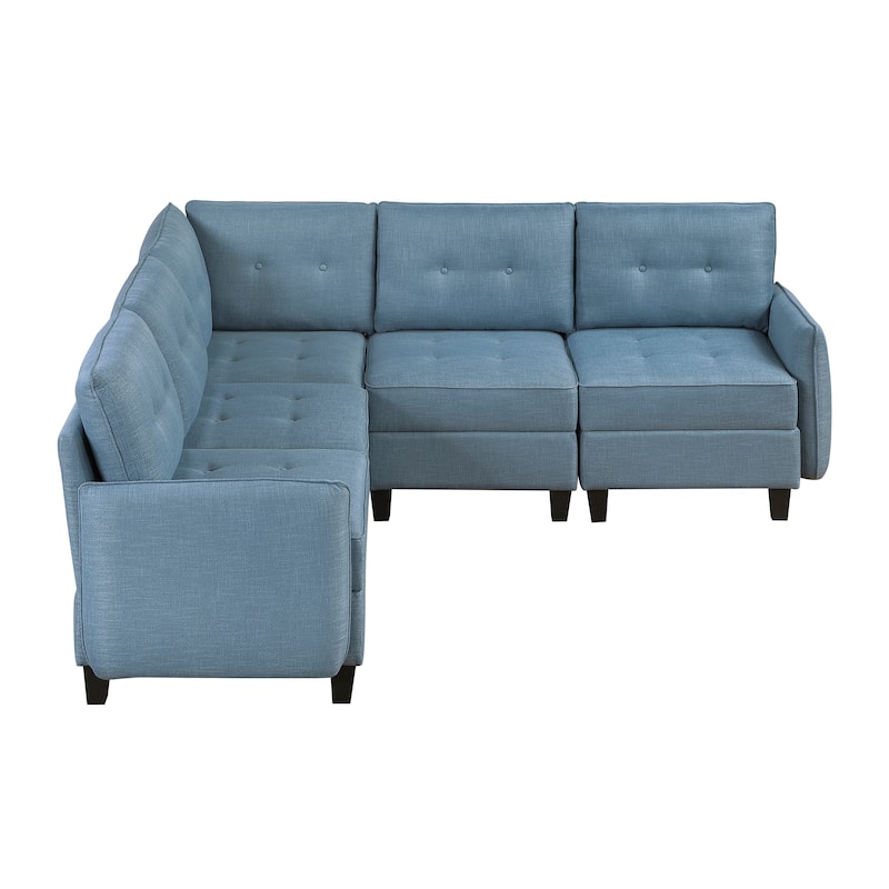 Dorian Textured 5-Piece Sectional Sofa - Storage, Button-Tufted