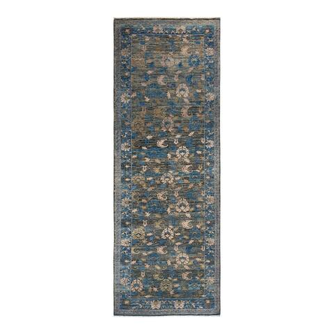 Eclectic, One-of-a-Kind Hand-Knotted Area Rug - Gray, 4' 3" x 12' 7" - Runner