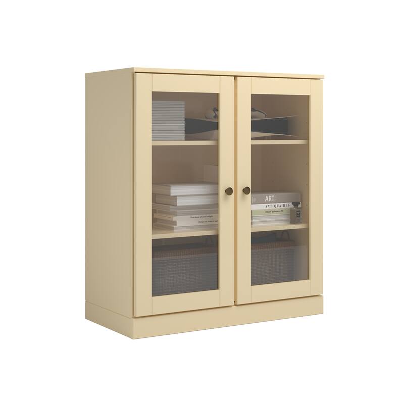 Palace Imports 100% Solid Wood TV Stand with Clear Glass Doors for TVs up to 32"