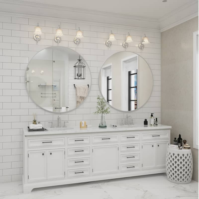 KIOTEE Full Length Round Aluminum Alloy Framed French Cleat Mounted Wall Decor Bathroom Vanity Mirror with 5-Year Warranty
