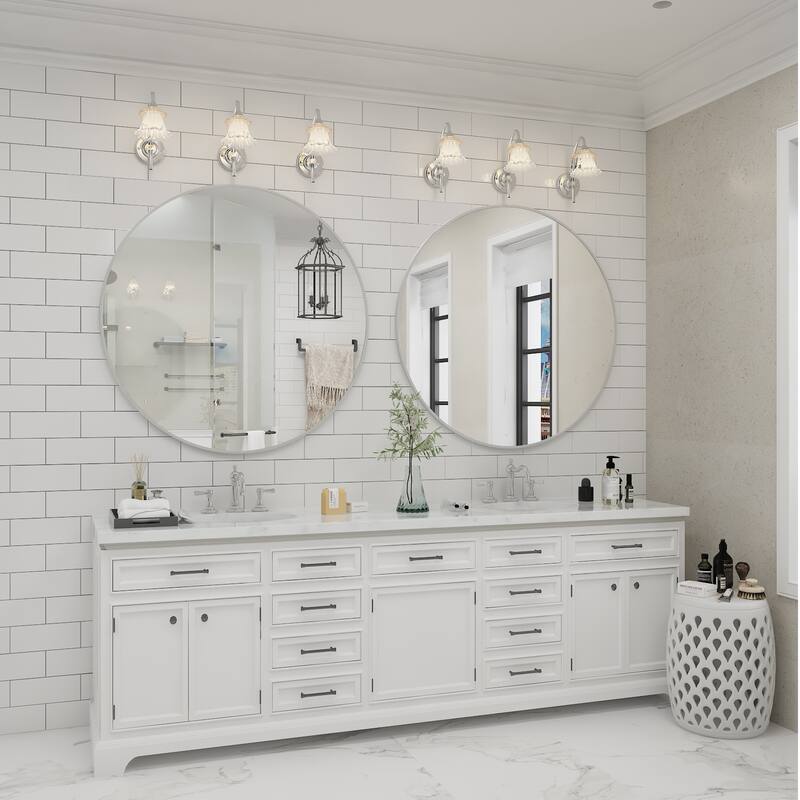 KIOTEE Full Length Round Aluminum Alloy Framed French Cleat Mounted Wall Decor Bathroom Vanity Mirror with 5-Year Warranty - 40x40 - Silver
