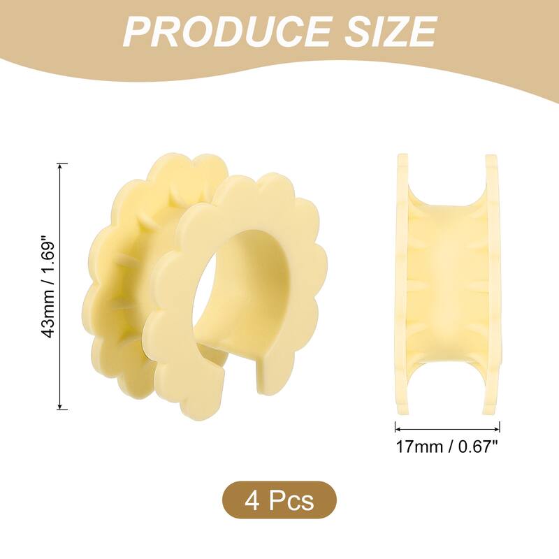 4Pcs Clothes Hanger Windproof Fixed Hook, Anti-Off Hanger Ring Hooks - 1.69"x0.67" - Yellow