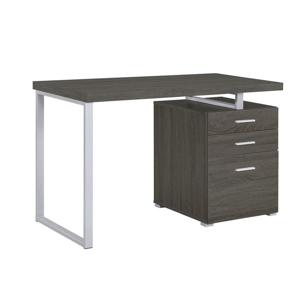 3-drawer Office Desk in Weathered Grey Finish
