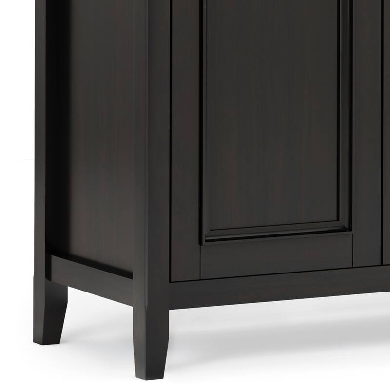 WYNDENHALL Halifax SOLID WOOD 66" Wide Transitional Wide 4Door Storage Cabinet in Hickory Brown - 18"d x 66" w x 34"h
