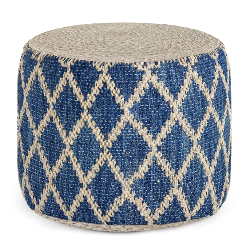 WYNDENHALL Nesbitt Boho Round Pouf, Natural Woven Braided Jute
