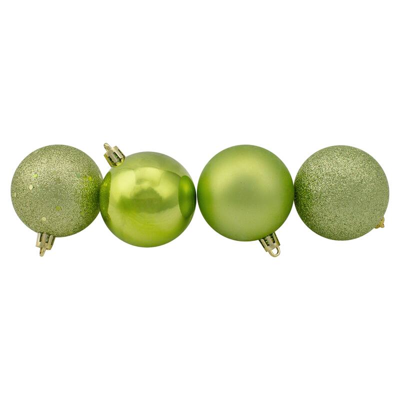 60ct Kiwi Green Shatterproof 4-Finish Christmas Ball Ornaments 2.5"