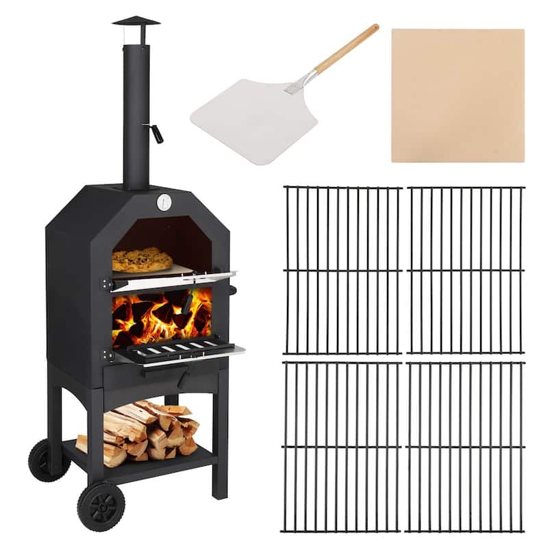 Freestanding Charcoal Pizza Oven - Stainless Steel