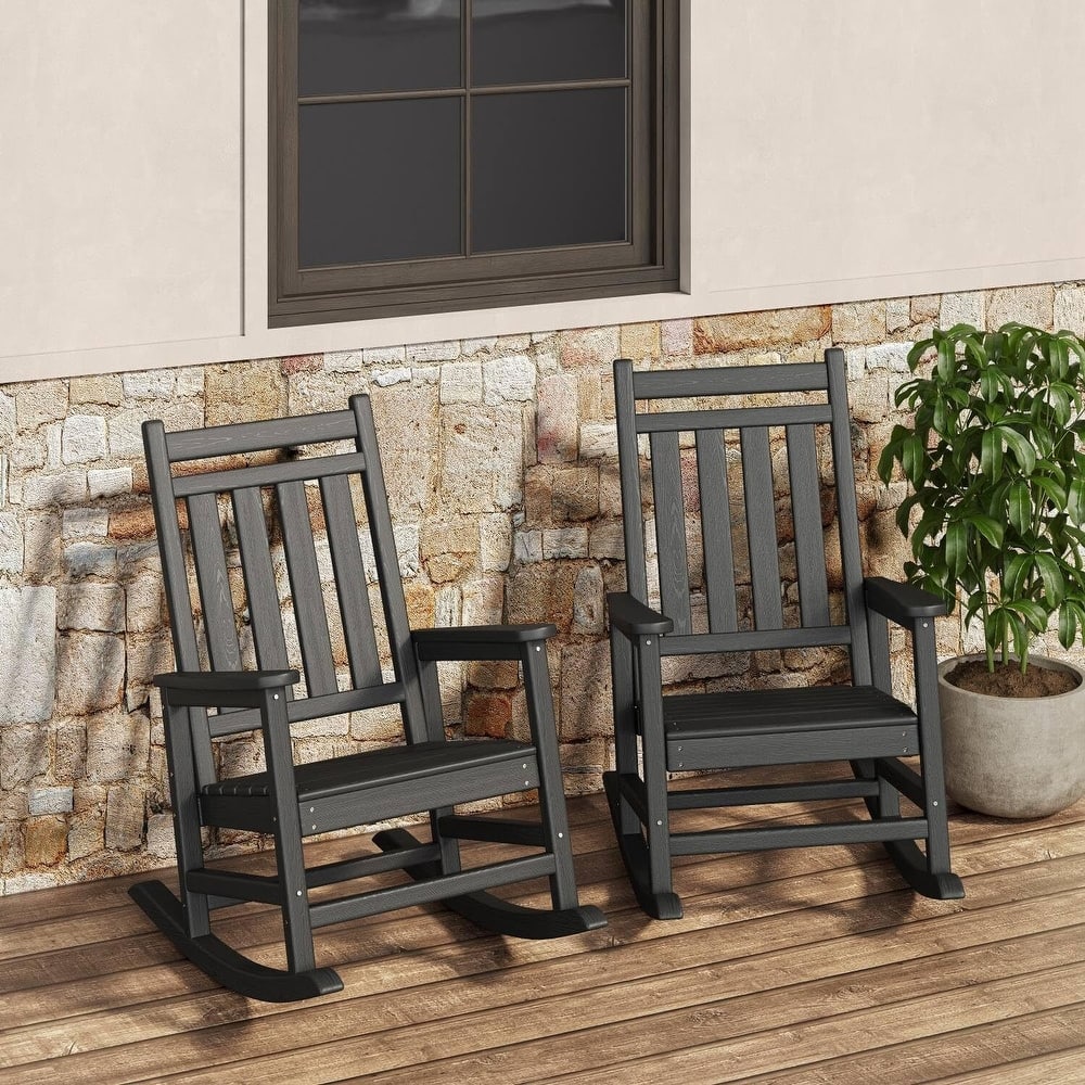 2 PCS HDPE Rocking Chair Outdoor, Porch Rocker Chairs for Patio Front Porch
